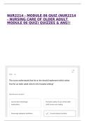 NUR2214 - MODULE 06 QUIZ &lpar;NUR2214 - NURSING CARE OF OLDER ADULT MODULE 06 QUIZ&rpar; QUIZZES & ANS&excl;&excl;