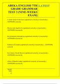 ABEKA ENGLISH 7TH GRADE GRAMMAR TEST 3 &lpar;NINE-WEEKS EXAM&rpar;  QUESTIONS AND ANSWERS 2025
