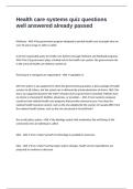 Health care systems quiz questions well answered already passed