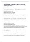 PACE Exam questions well answered already passed
