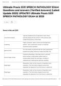 Ultimate Praxis 5331 SPEECH PATHOLOGY EXAM Questions and Answers &lpar;Verified Answers&rpar; &lpar;Latest Update 2025&rpar; UPDATE&excl;&excl; Ultimate Praxis 5331 SPEECH PATHOLOGY EXAM &commat; 2025