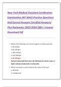 New York Medical Assistant Certification  Examination &lpar;NY MAC&rpar; Practice Questions  And Correct Answers &lpar;Verified Answers&rpar;  Plus Rationales 2025&vert;2026 Q&A &vert; Instant  Download Pdf