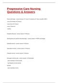 Progressive Care Nursing Questions & Answers