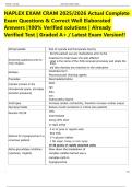 NAPLEX EXAM CRAM 2025&sol;2026 Actual Complete   Exam Questions & Correct Well Elaborated  Answers &vert;100&percnt; Verified solutions &vert; Already  Verified Test &vert; Graded A&plus; &sol; Latest Exam Version&excl;&excl;