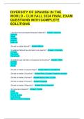 DIVERSITY OF SPANISH IN THE WORLD - CLM FALL 2024 FINAL EXAM QUESTIONS WITH COMPLETE SOLUTIONS