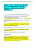 DMEC CLMS FINAL EXAM 20252026 ACTUAL EXAM QUESTIONS WITH VERIFIED ANSWER &vert; ALREADY GRADED A&plus;