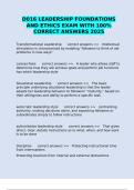 D016 LEADERSHIP FOUNDATIONS AND ETHICS EXAM WITH 100&percnt; CORRECT ANSWERS 2025