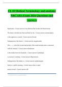 Ch 10 Medical Terminology and anatomy NRCAHA Exam 2026 Questions and Answers