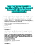 Texas Food Manager Exam 2025 &ndash; Learn2Serve 360Training Questions and Answers with 100&percnt; Correct Verified Solutions &vert; A&plus; Graded