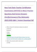 New York State Teacher Certification  Examination &lpar;NYSTCE&rpar; in Music Practice  Questions And Correct Answers  &lpar;Verified Answers&rpar; Plus Rationales  2025&vert;2026 Q&A &vert; Instant Download Pdf 