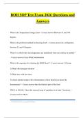 BOH SOP Test Exam 2026 Questions and Answers