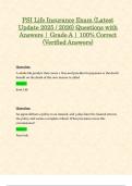PSI Life Insurance Exam &lpar;Latest Update 2025 &sol; 2026&rpar; Questions with Answers &vert; Grade A &vert; 100&percnt; Correct &lpar;Verified Answers&rpar;
