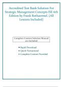 Accredited Test Bank Solution For Strategic Management Concepts ISE 6th Edition by Frank Rothaermel&period;
