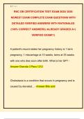RNC OB CERTIFICATION TEST EXAM 2025&sol; 2026  NEWEST EXAM COMPLETE EXAM QUESTIONS WITH  DETAILED VERIFIED ANSWERS WITH RATIONALES  &lpar;100&percnt; CORRECT ANSWERS&rpar; &sol;ALREADY GRADED A&plus;&vert;  VERIFIED EXAM&excl;&excl;&excl;&vert;
