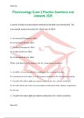 Pharmacology Exam 2 Practice Questions and Answers 2025
