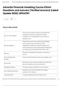 Adventis Financial Modeling Course EXAM Questions and Answers &lpar;Verified Answers&rpar; &lpar;Latest Update 2025&rpar; UPDATE&excl;&excl;