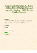 Primary Instructor Exam V1 &lpar;Latest Update 2025 &sol; 2026&rpar; Questions and Answers &vert; Grade A &vert; 100&percnt; Correct &lpar;Verified Answers&rpar;