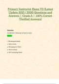 Primary Instructor V1 & V2 Exams &lpar;Latest 2025 &sol; 2026 Updates STUDY BUNDLE PACKAGE WITH SOLUTIONS &rpar; Questions and Answers &vert; Grade A &vert; 100&percnt; Correct &lpar;Verified Answers&rpar;