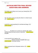 AUTOCAD WRITTEN FINAL REVIEW  QUESTIONS AND ANSWERS 