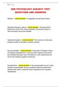GRE PSYCHOLOGY SUBJECT TEST  QUESTIONS AND ANSWERS