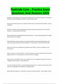 Pesticide Core - Practice Exam Questions And Answers 2025