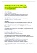 WISCONSIN MOTOR VEHICLE SALESPERSON MANUAL TEST CORRECT 100&percnt;