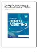 Modern Dental Assisting &ndash; 14th Edition &lpar;Smith & Robinson&rpar; &vert; Complete Test Bank for Dental Assisting