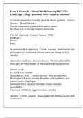 Exam 1 Materials - Mental Health Nursing PNG 2254 Lethbridge College Questions With Complete Solutions