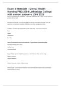 Exam 1 Materials - Mental Health Nursing PNG 2254 Lethbridge College with correct answers 1005 2025 