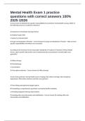 Mental Health Exam 1 practice questions with correct answers 100&percnt; 2025 2026 