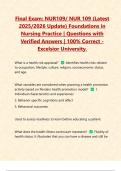 Excelsior NUR109&sol; NUR 109  Exams 1&comma;2&comma;3&comma; Midterm & Final PACKAGE DEAL&vert; BUNDLE contains the &lpar;Latest 2025&sol;2026 Update&rpar; Foundations in Nursing Practice exams with Verified answers for Excelsior - Guaranteed pass&period; 