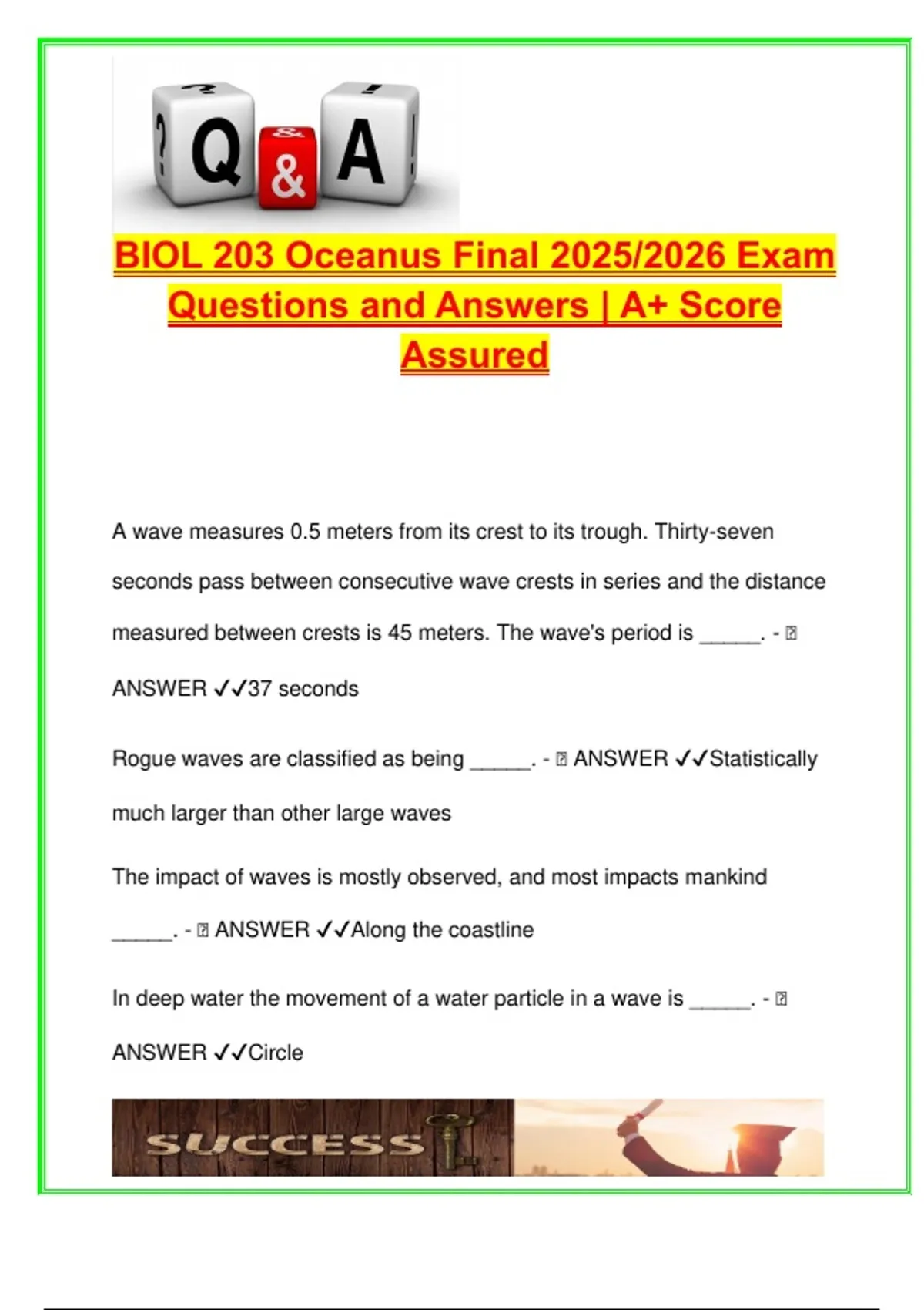 BIOL 203 Oceanus Final Exam – 2025/2026 | 100+ Verified Questions ...