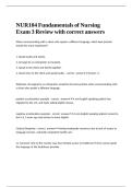 NUR104 Fundamentals of Nursing Exam 3 Review with correct answers
