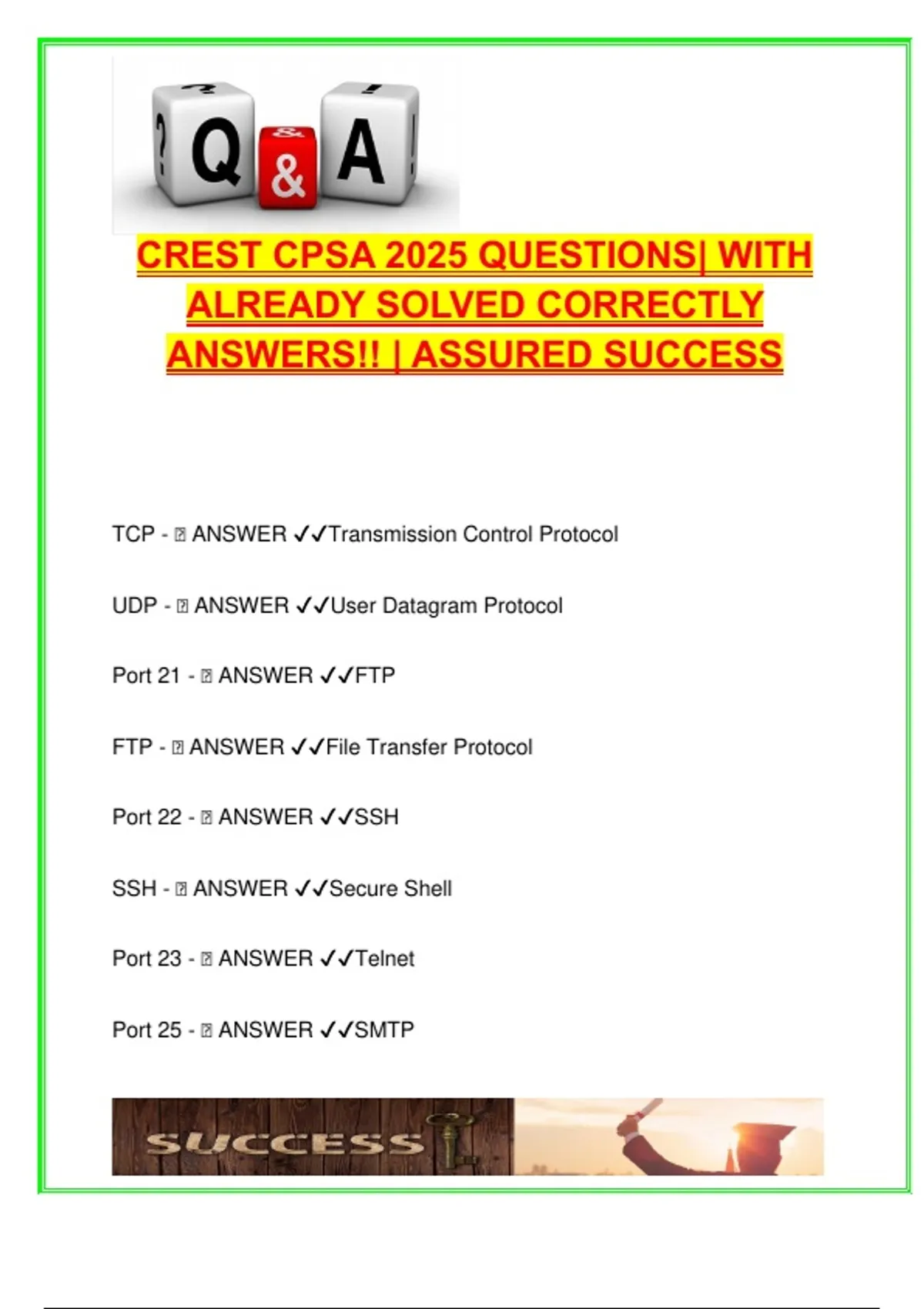 CREST CPSA Exam Practice (2025) – 100+ Solved Questions | Network ...