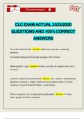 CLC EXAM ACTUAL 2025&sol;2026 QUESTIONS AND 100&percnt; CORRECT ANSWERS