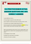 CLC PRACTICE EXAM &num;2 ACTUAL 2025&sol;2026 QUESTIONS AND 100&percnt; CORRECT ANSWERS