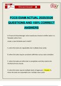 FCCS EXAM ACTUAL 2025&sol;2026 QUESTIONS AND 100&percnt; CORRECT ANSWERS