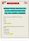 INDIANA PSI NAIL PRACTICE TEST ACTUAL 2025&sol;2026 QUESTIONS AND 100&percnt; CORRECT ANSWERS