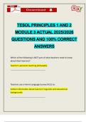 TESOL PRINCIPLES 1 AND 2 MODULE 3 ACTUAL 2025&sol;2026 QUESTIONS AND 100&percnt; CORRECT ANSWERS