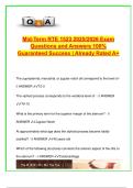 Mid-Term Exam RTE 1523 &ndash; 90 Verified Questions with Answers &vert; Thorax&comma; Spine&comma; Ribs&comma; Cervical & Thoracic Radiography &vert; 2025&sol;2026