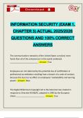 INFORMATION SECURITY &lpar;EXAM 1&comma; CHAPTER 3&rpar; ACTUAL 2025&sol;2026 QUESTIONS AND 100&percnt; CORRECT ANSWERS