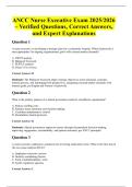 ANCC Nurse Executive Exam 2025&sol;2026 &ndash; Verified Questions&comma; Correct Answers&comma; and Expert Explanations