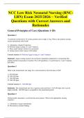 NCC Low Risk Neonatal Nursing &lpar;RNC-LRN&rpar; Exam 2025&sol;2026 &ndash; Verified Questions with Correct Answers and Rationales