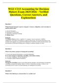 WGU C213 Accounting for Decision Makers Exam 2025&sol;2026 &ndash; Verified Questions&comma; Correct Answers&comma; and Explanations