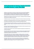 ATI Fundamentals for Nursing &vert; Practice Questions & Verified Answers &vert; Latest Update 2025&sol;2026