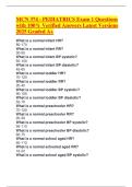 MCN 374 - PEDIATRICS Exam 1 Questions with 100- Verified Answers Latest Versions 2025 Graded A&plus;