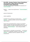 ELA 98 Human Factors Exam Questions and Answers &lpar;Most Recent Version&comma; Complete Study Material&rpar;&period;