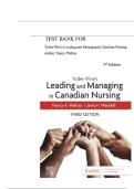 TEST BANK FOR YODER-WISE&rsquo;S LEADING AND MANAGINGAIN CANADIAN NURSING&comma; 3rd EDITION&comma; PATRICIA S&period; YODER-WISE&comma; JANICE WADDELL&comma; NANCY WALTON