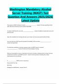 Washington Mandatory Alcohol Server Training &lpar;MAST&rpar; Test Question And Answers 2025&sol;2026&vert; Latest Update