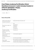 Club Pilates Anatomy&sol;Certification EXAM Questions & Answers &vert; Latest Already Graded A&plus; UPDATE 2025&vert;2026 &excl;&excl; Pilates Anatomy&sol;Certification